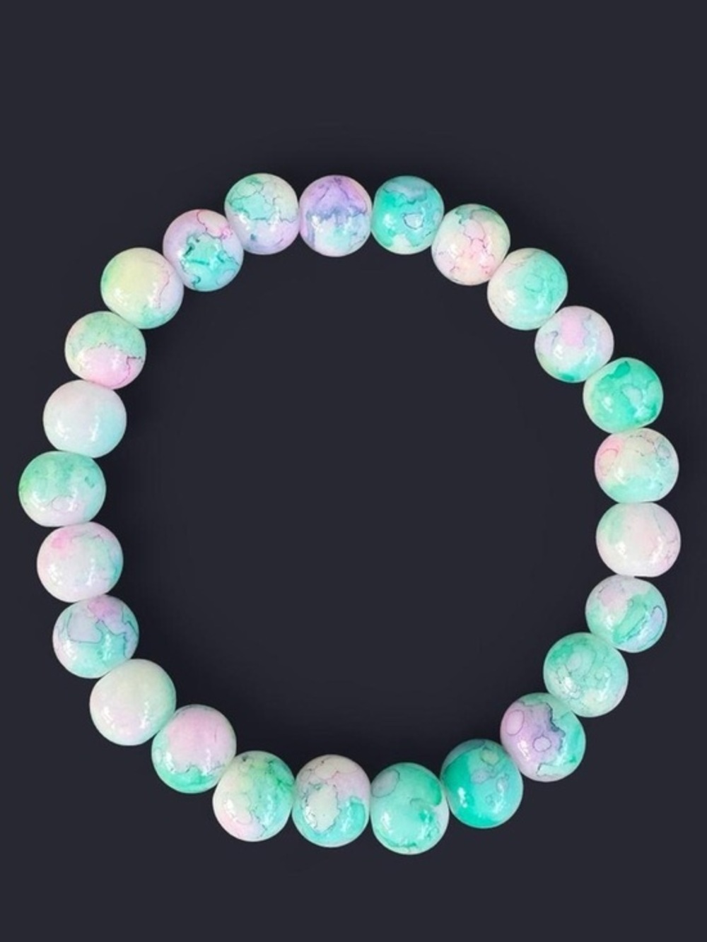 Pastel Tie Dye Glass Bead Bracelet 8mm